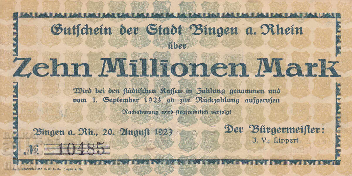 tino37- GERMANY - 10000000 MARKS - 1923- VF with price 5.90 BGN | € 3.02