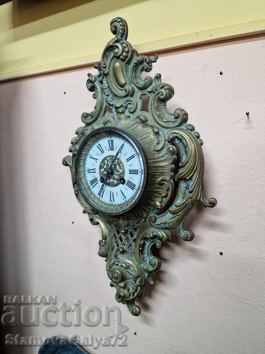 Παράδοση Σπάνιο αντίκα γαλλικό μπρούτζινο ρολόι Japy Freres 1870