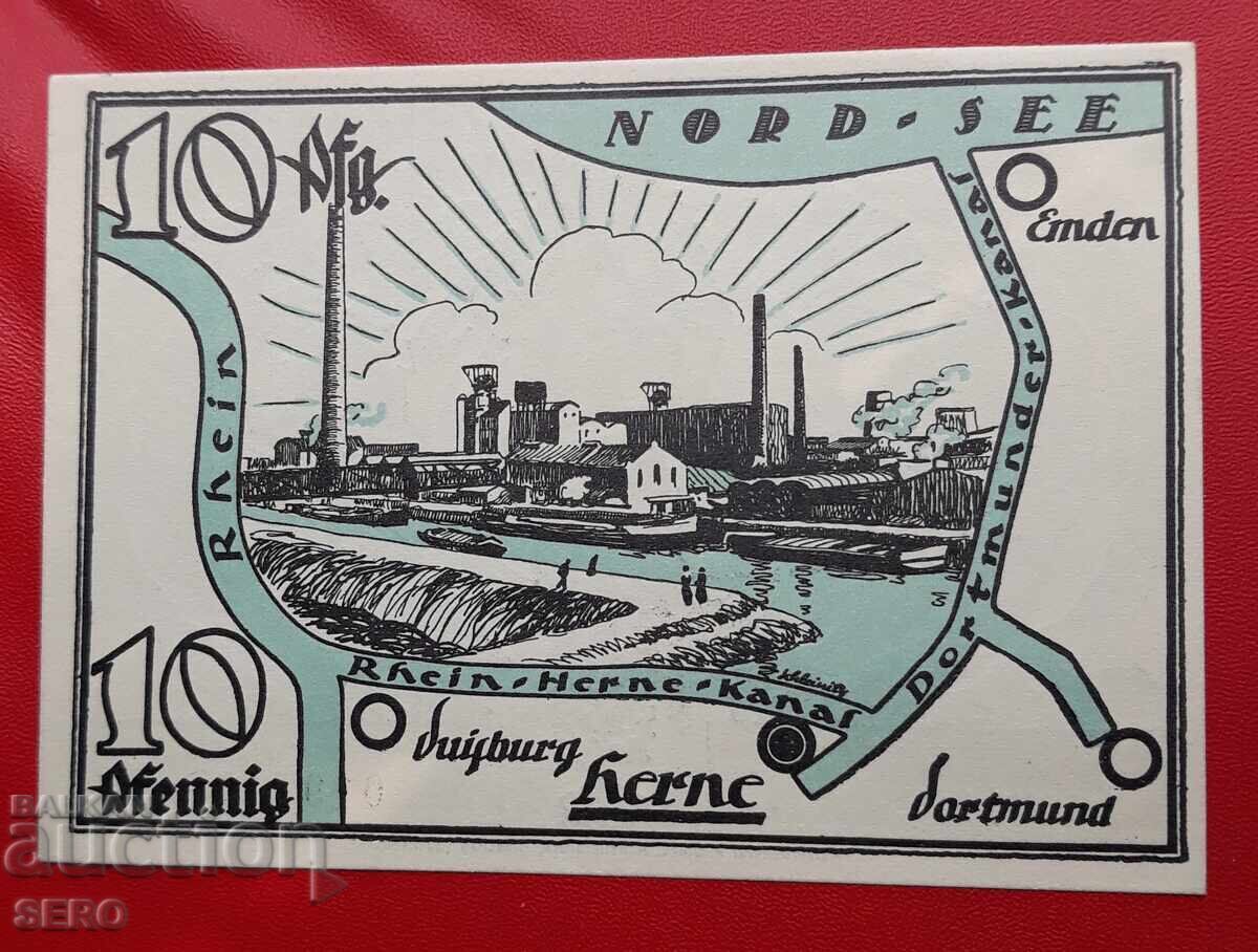 Bancnotă-Germania-Renania de Nord-Westfalia-Herne-10 pfennig 1921 Bancnotă-Germania-Renania de Nord-Westfalia-Herne-10 pfennig 1921