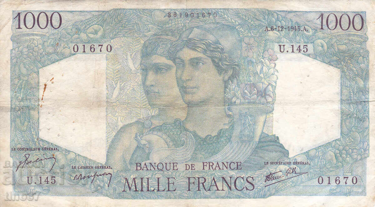 tino37- FRANCE - 1000 FRANC - 1945 with price € 17.80 | 34.81 BGN