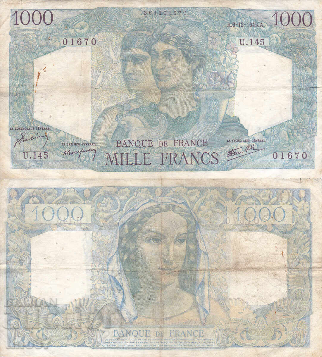 tino37- ФРАНЦИЯ - 1000 ФРАНКА  - 1945г