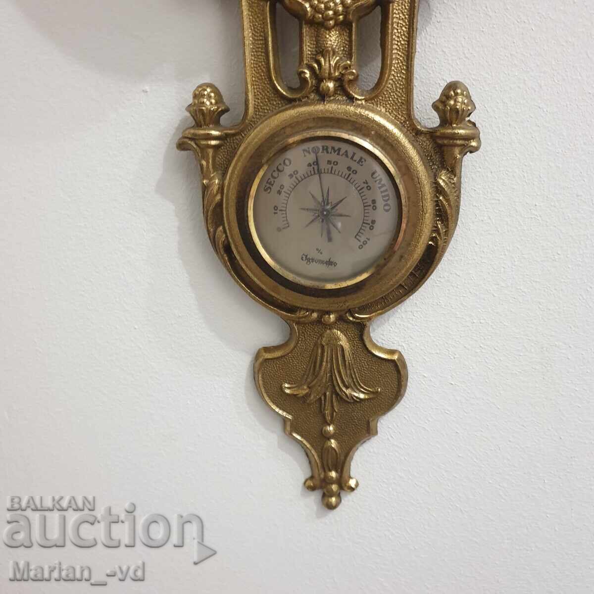 Ceas de perete din alamă masivă cu higrometru-termometru cu preț 200.00 BGN | € 102.26