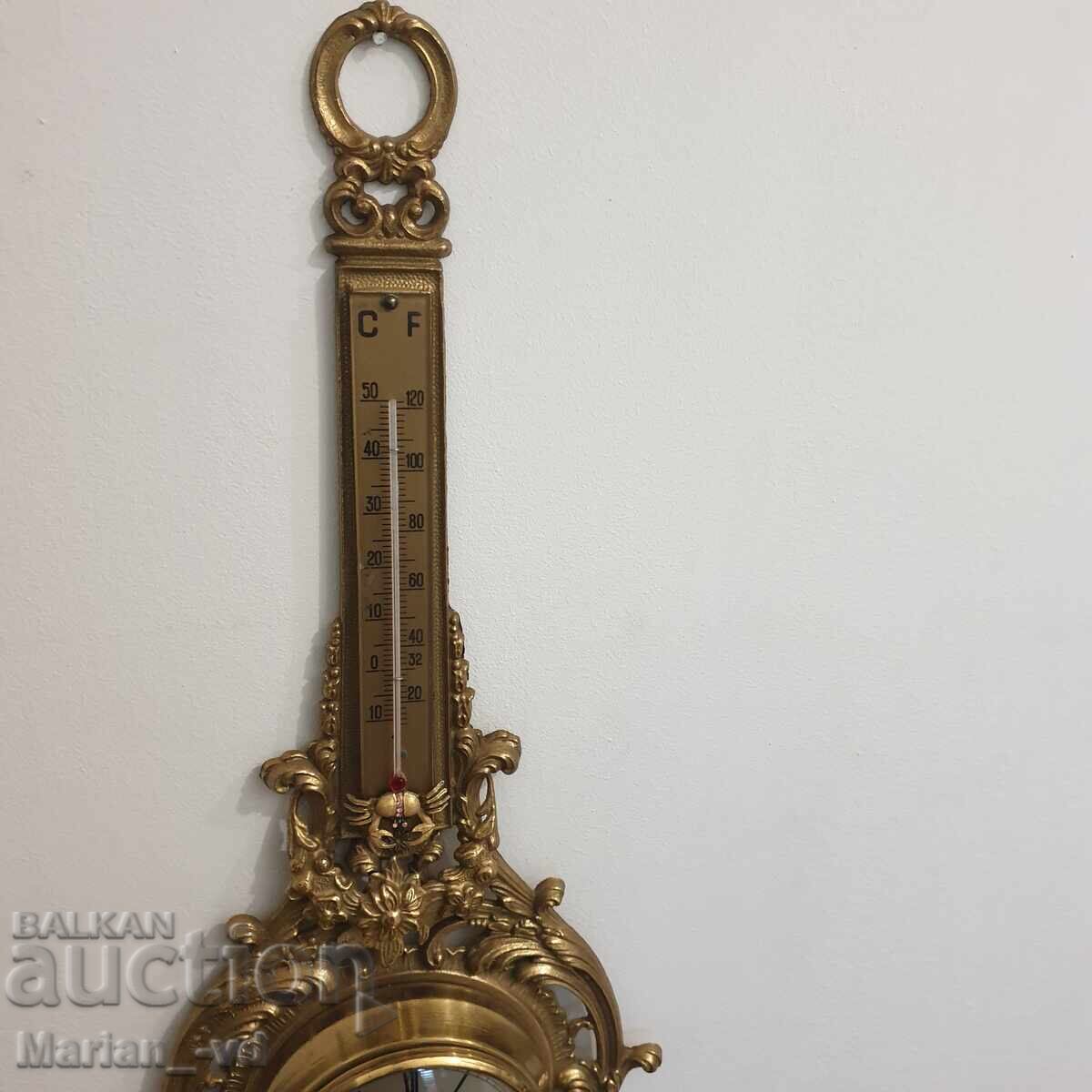 Licitație Ceas de perete din alamă masivă cu higrometru-termometru