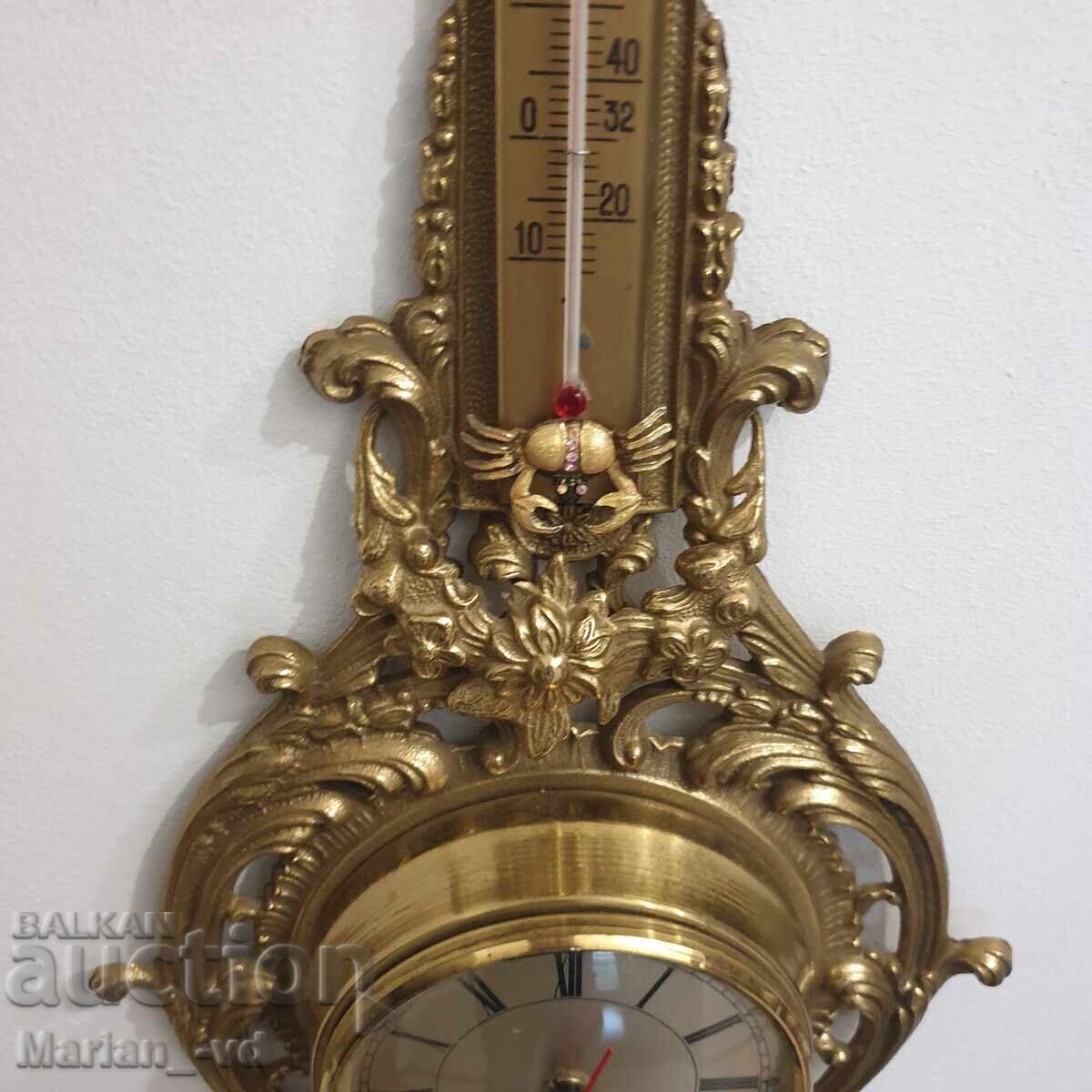 Livrarea Ceas de perete din alamă masivă cu higrometru-termometru