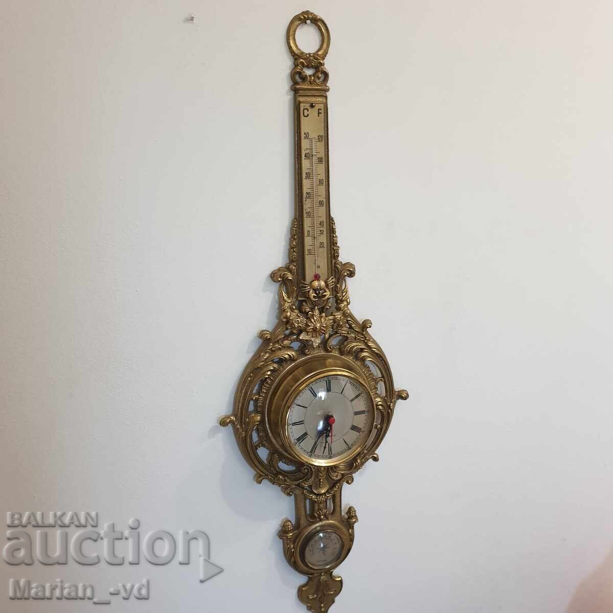 Ceas de perete din alamă masivă cu higrometru-termometru - 7