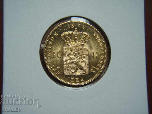 Licitație 10 Gulden 1875 Olanda (Niderlandiya) /2/- AU/Unc (zlato)