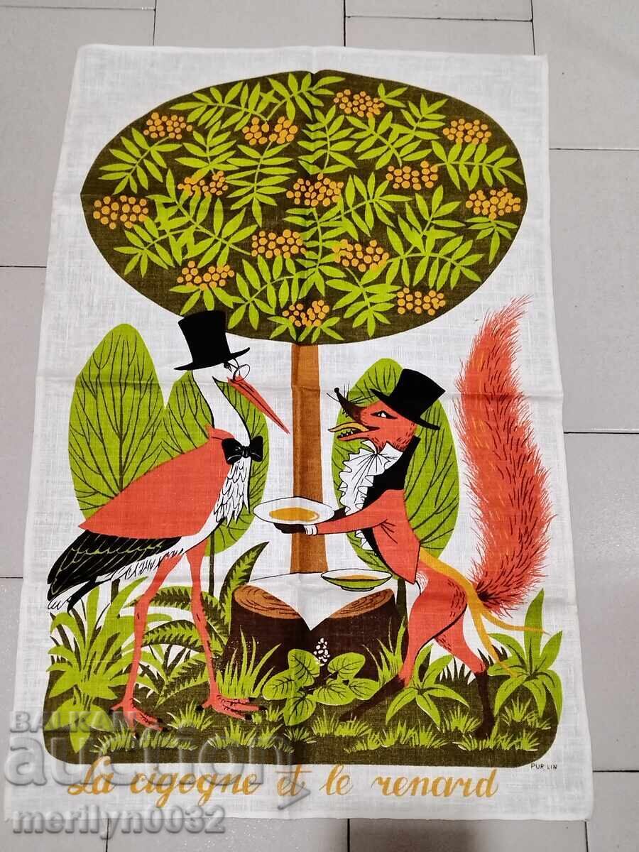 Цветен плакат на плат по баснята "Лисица и щъркел" постер