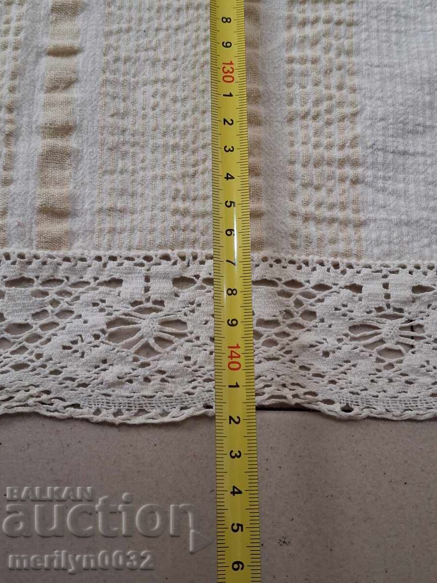 Lenjerie de pat veche din cânepă țesută manual, model pește - 6