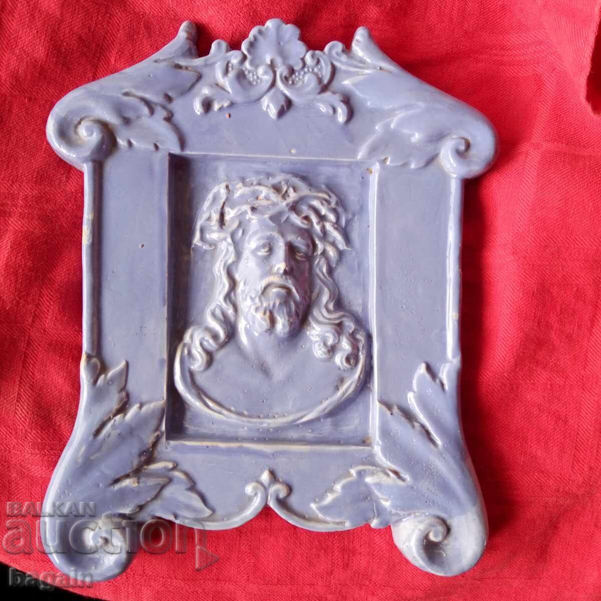 Icoană barocă veche. Maiolică