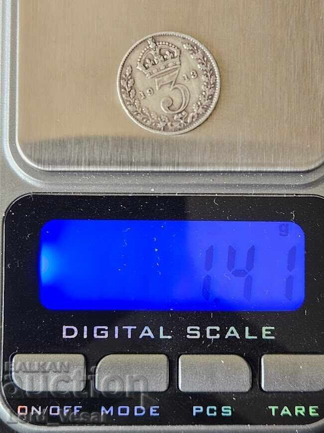Auction  3 Pence 1913 - George V