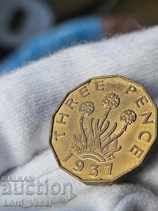 3 pence 1937 - 5 3 pence 1937 - 5