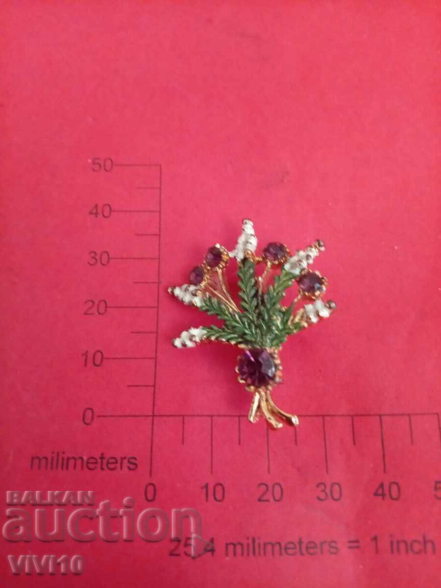 Antique brooch enamel and stones