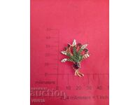 Broșă veche cu email și pietre