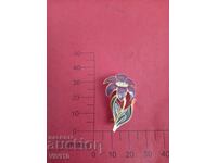 Broșă veche cu email și pietre