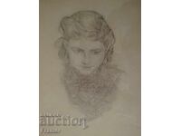 С.Марков Българско момиче 1913г. прецизна рисунка с молив