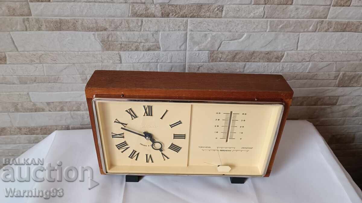 Auction  Russian table clock - Mayak with thermometer and hygrometer