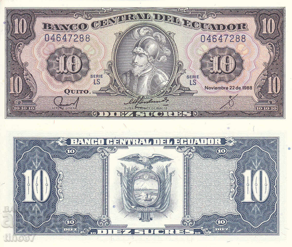 tino37 - ECUADOR - 10 SUCRE - 1988 - UNC