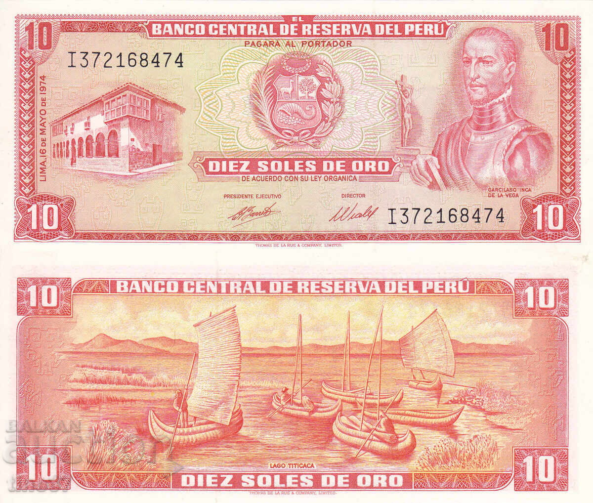 tino37- ΠΕΡΟΥ - 10 ΣΟΛΕΣ ΔΕ ΟΡΟ - 1974 - UNC