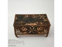 Veche cutie de bijuterii din cupru albanez filigran #5894