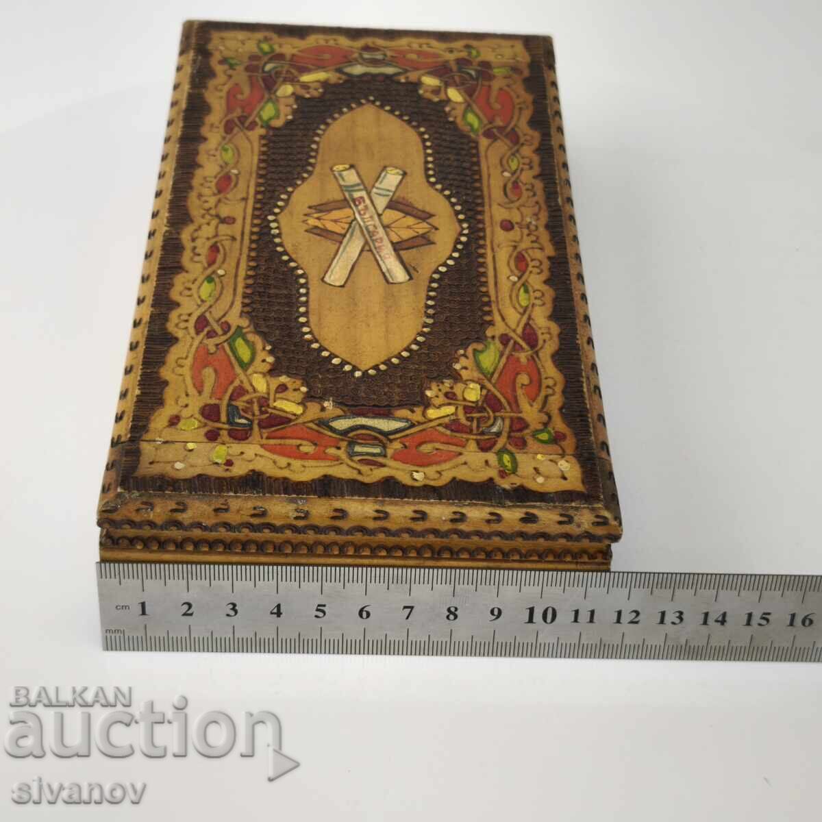 Παλιό ξύλινο κουτί τσιγάρων #5895 - 6