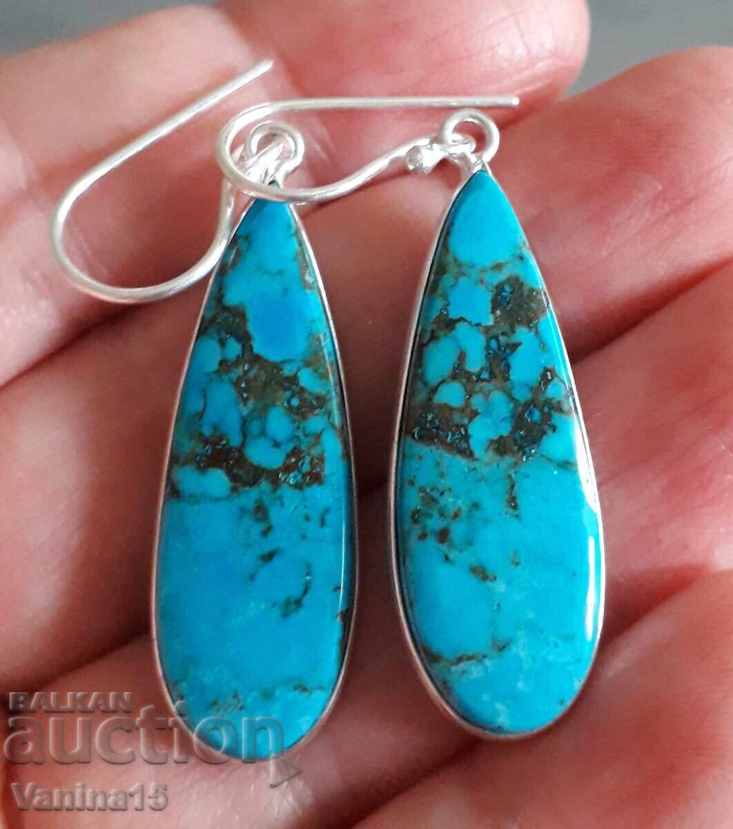 Παράδοση Εισαγωγικά σκουλαρίκια από φυσικό τυρκουάζ