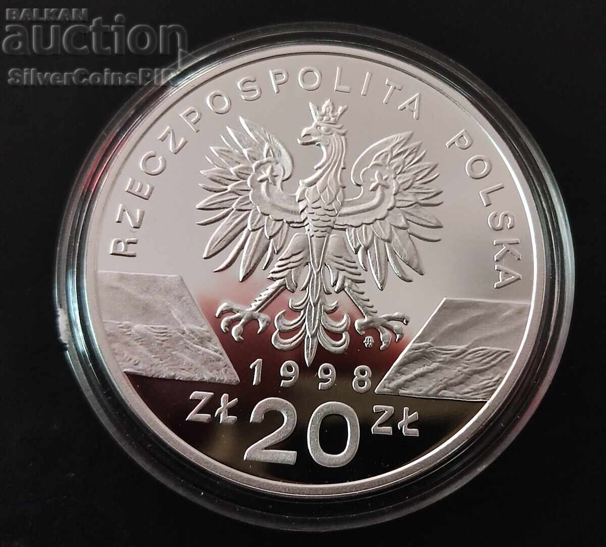 Silver 20 Zloty Frog 1998 Poland Endangered Animals - 5 Silver 20 Zloty Frog 1998 Poland Endangered Animals - 5