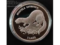 Silver 1 Lats Vidra 1999 Latvia Endangered Animals