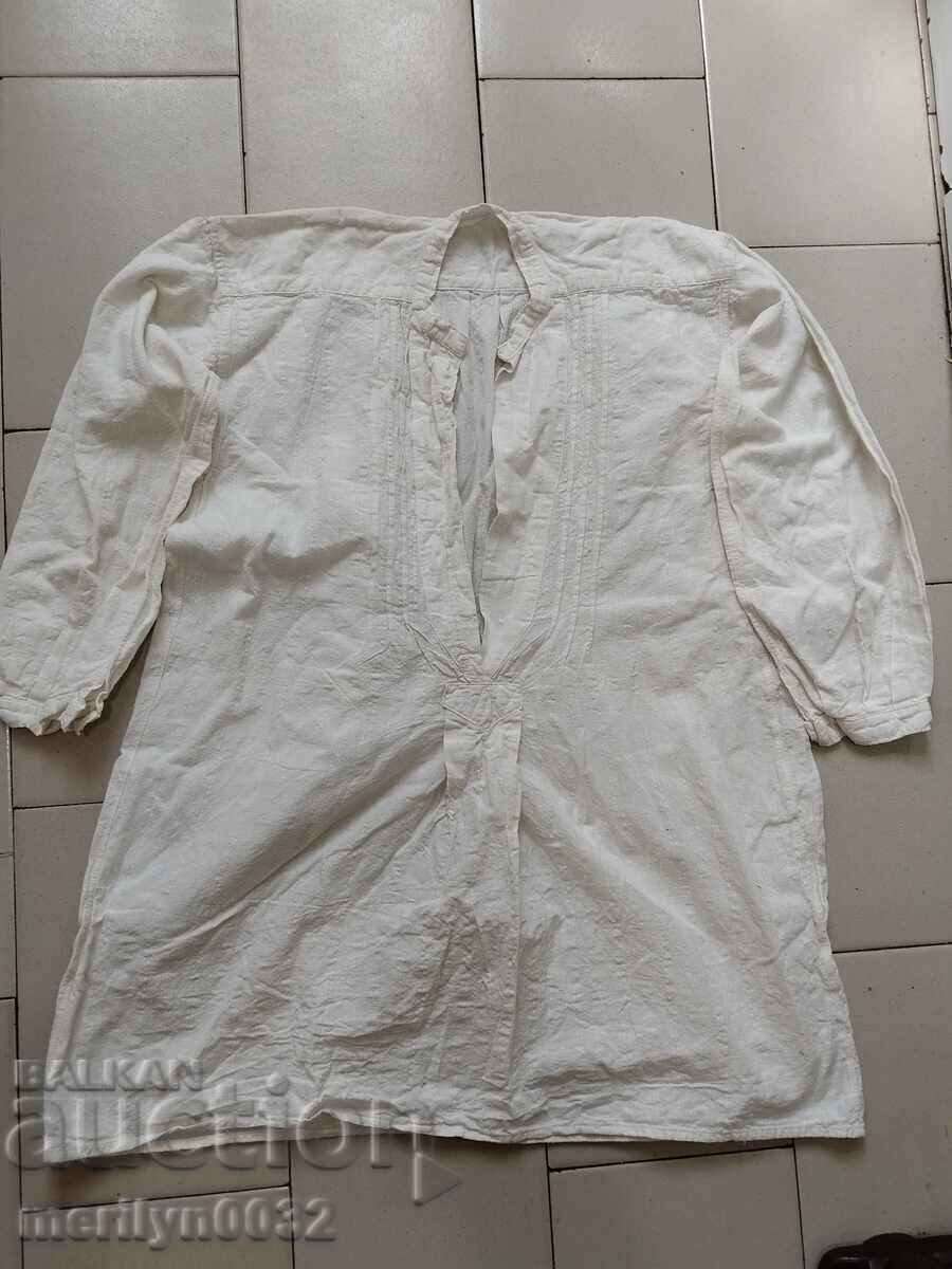 Cămașă bărbătească veche, cusută manual, cheinar, zestrea costumului popular Cămașă bărbătească veche, cusută manual, cheinar, zestrea costumului popular