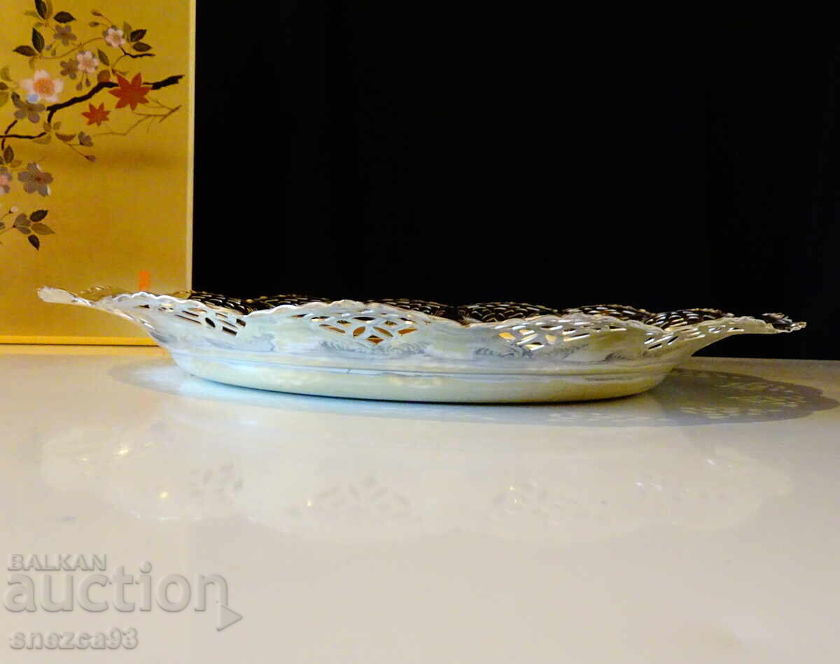 Аукцион Посребрено плато,фруктиера,бронз 26 см.,барок.