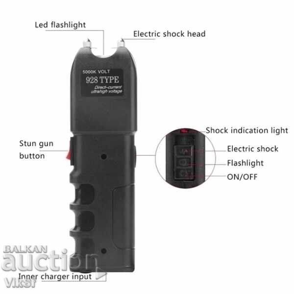 Powerful Stun Gun 928, With cable and black case, 8000kW - 5