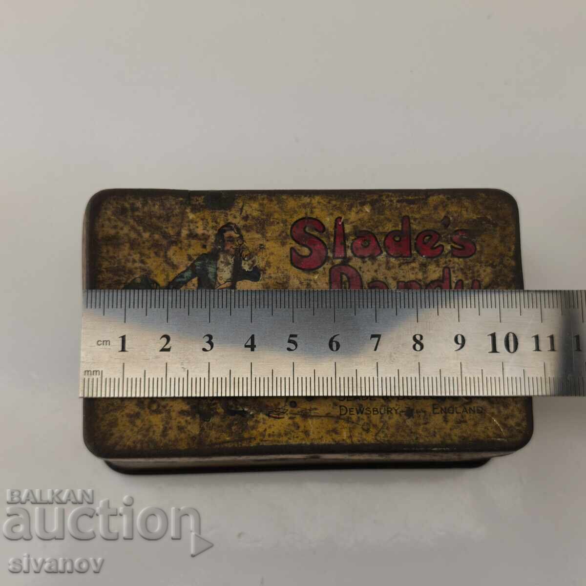 Old metal box piggy bank Slade's Dandy Toffee #5910 - 6 Old metal box piggy bank Slade's Dandy Toffee #5910 - 6