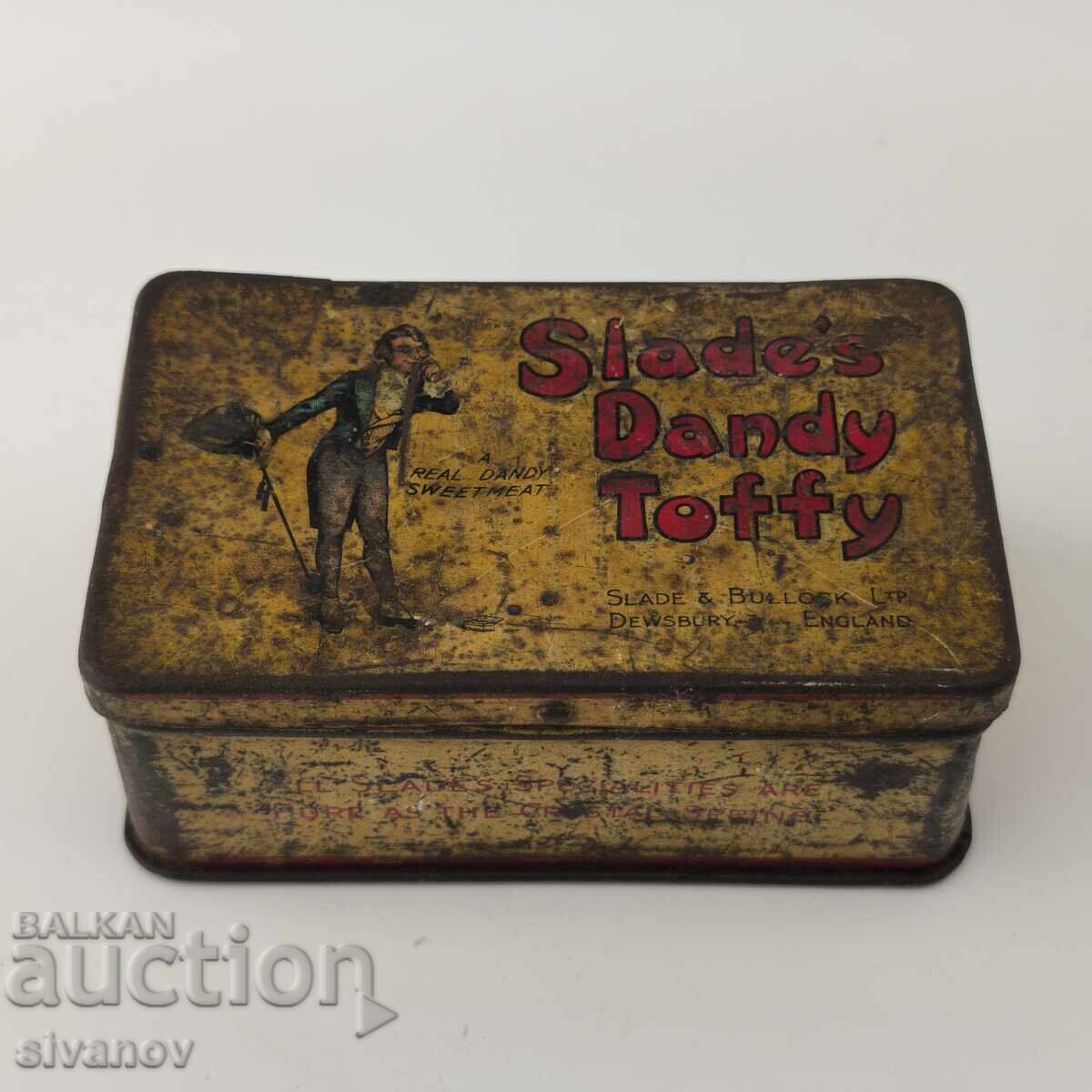 Old metal box piggy bank Slade's Dandy Toffee #5910 Old metal box piggy bank Slade's Dandy Toffee #5910