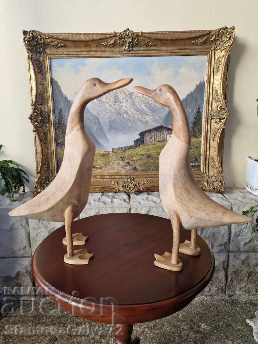 Auction Pair of superb antique English wooden figures Auction Pair of superb antique English wooden figures