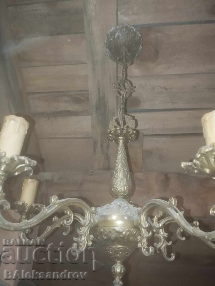 Vechi candelabru din alamă, foarte greu - 6