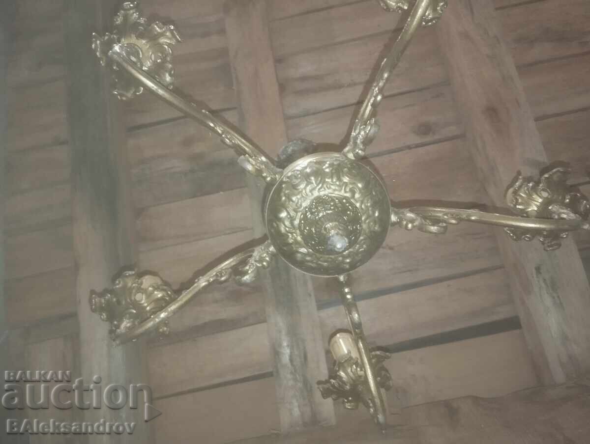 Vechi candelabru din alamă, foarte greu - 7
