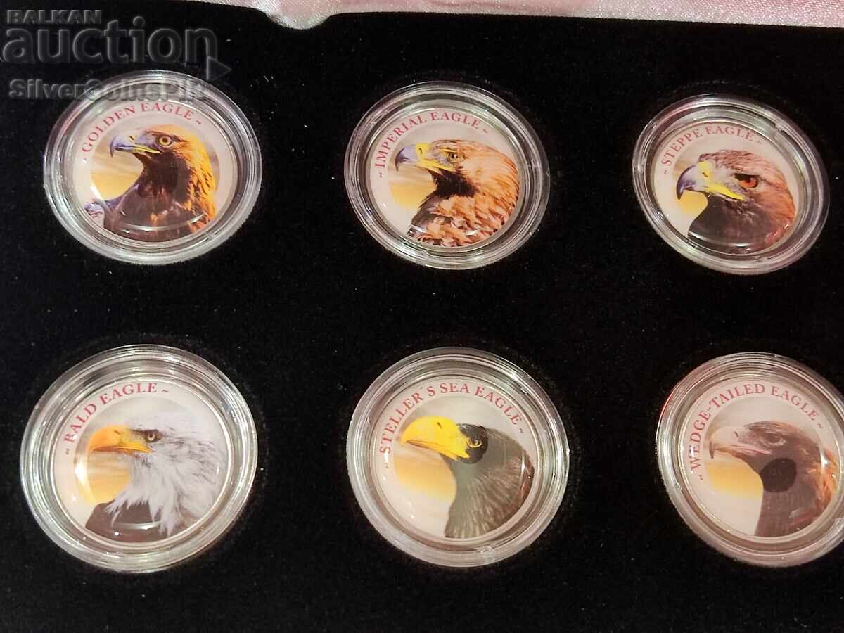 Auction Set of Eagles 10 Coins with Coloring Auction Set of Eagles 10 Coins with Coloring