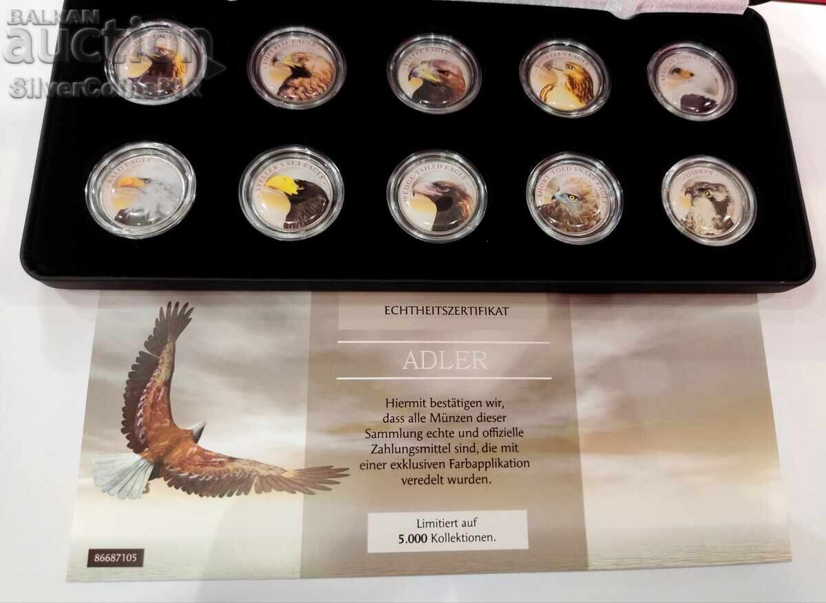 Set of Eagles 10 Coins with Coloring Set of Eagles 10 Coins with Coloring