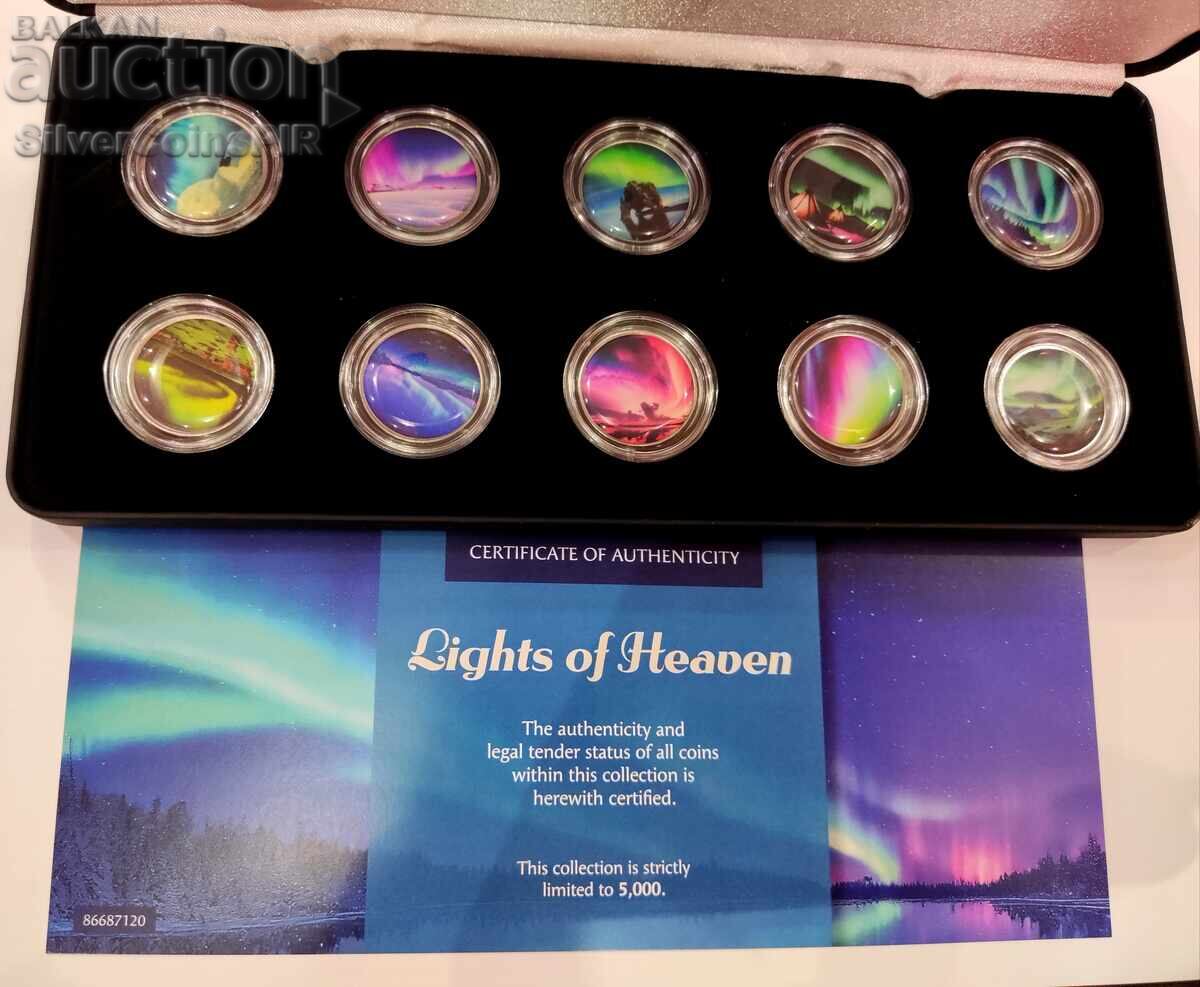 Northern Lights Set 10 Coins with Coloring Northern Lights Set 10 Coins with Coloring