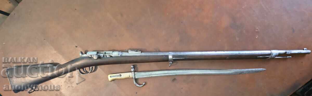 Pușcă cu ac Chassepot Franța model 1866 cu baionetă Pușcă cu ac Chassepot Franța model 1866 cu baionetă