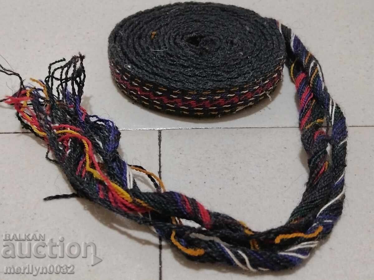 Curea țesută manual veche de 2.40 metri, brâu, curea, costum național - 7