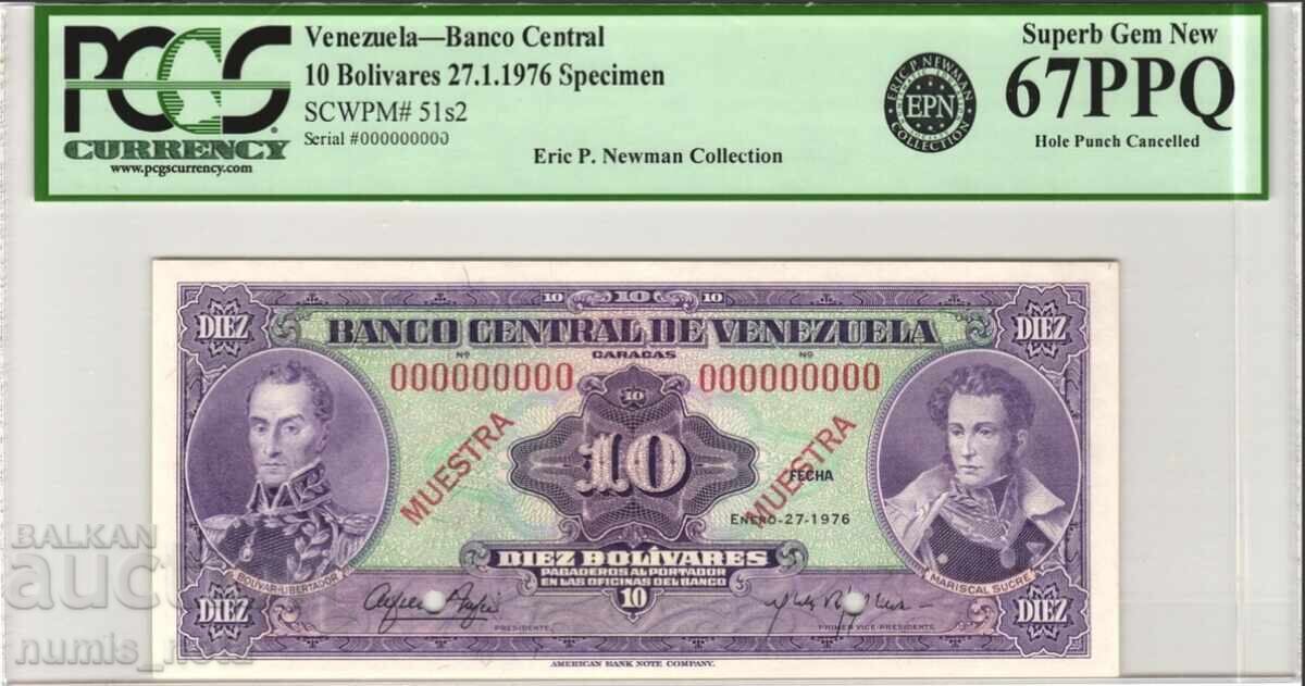 10 Bolivares 1976 Venezuela - Specimen - PCGS 67