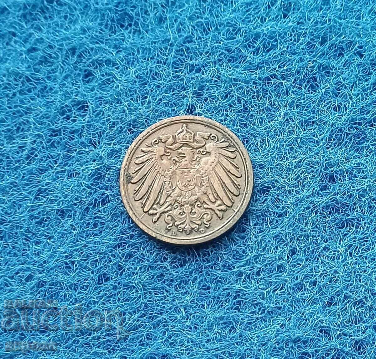1 πφέννιχ Γερμανίας 1911/D με τιμή 3.20 BGN | € 1.64