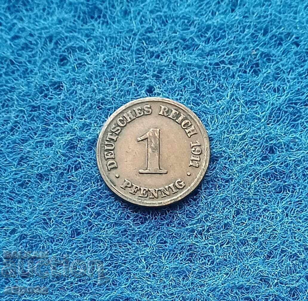 1 πφέννιχ Γερμανίας 1911/D