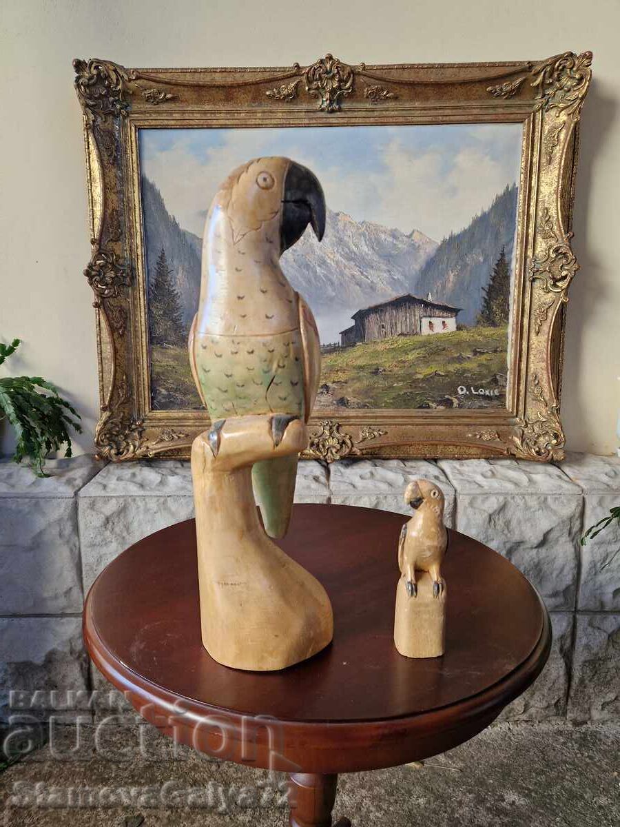 Δύο υπέροχα αντίκες ξύλινα παπαγαλάκια