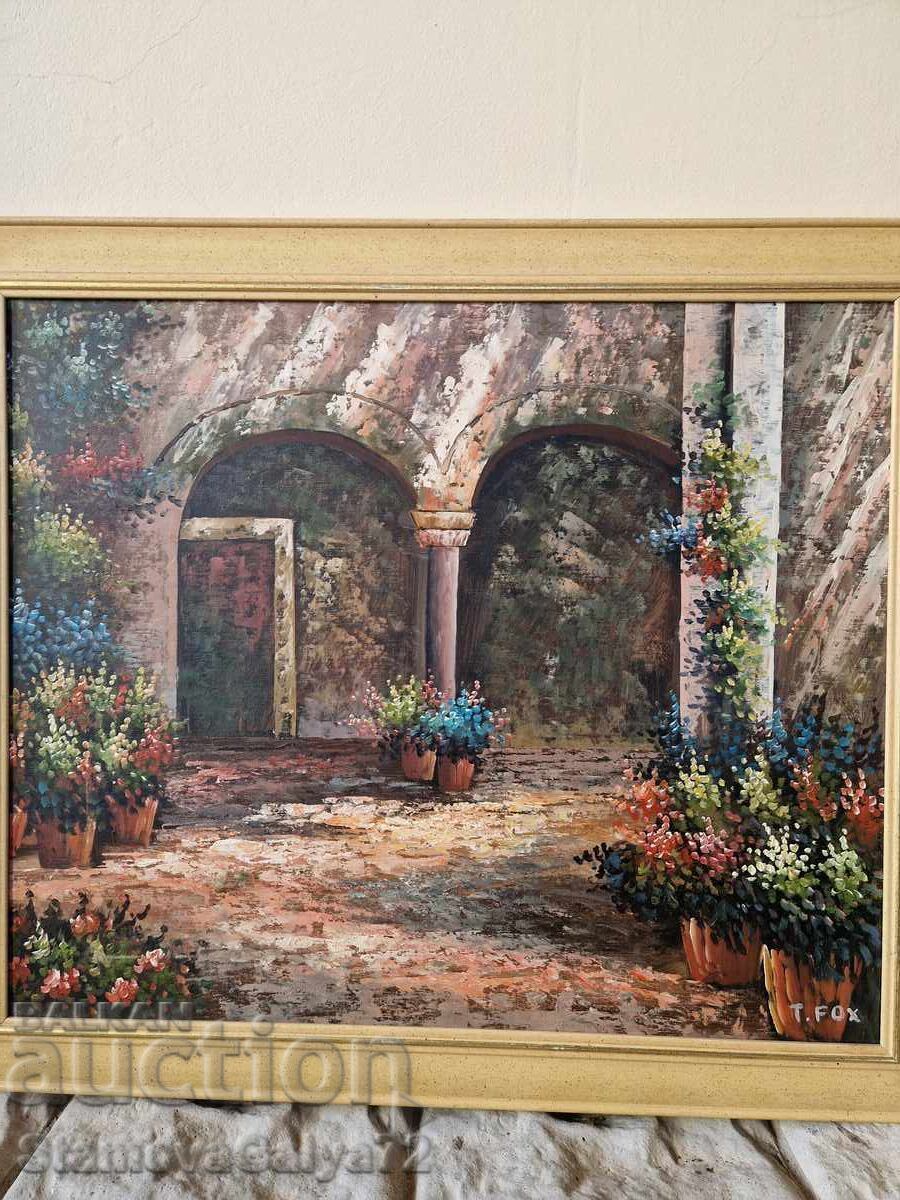 Licitație Pictură originală antică în ulei pe pânză