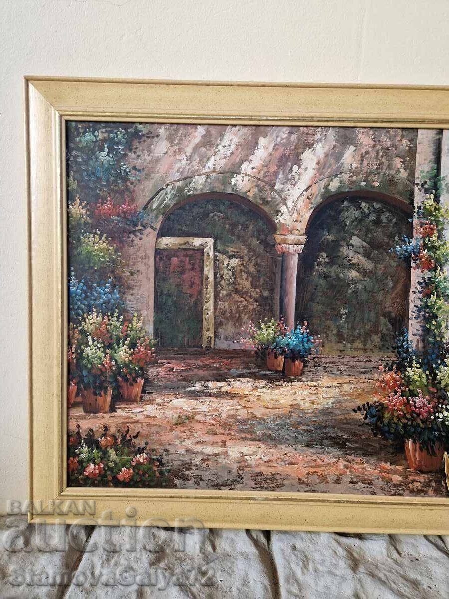 Great antique original oil on canvas painting - 5