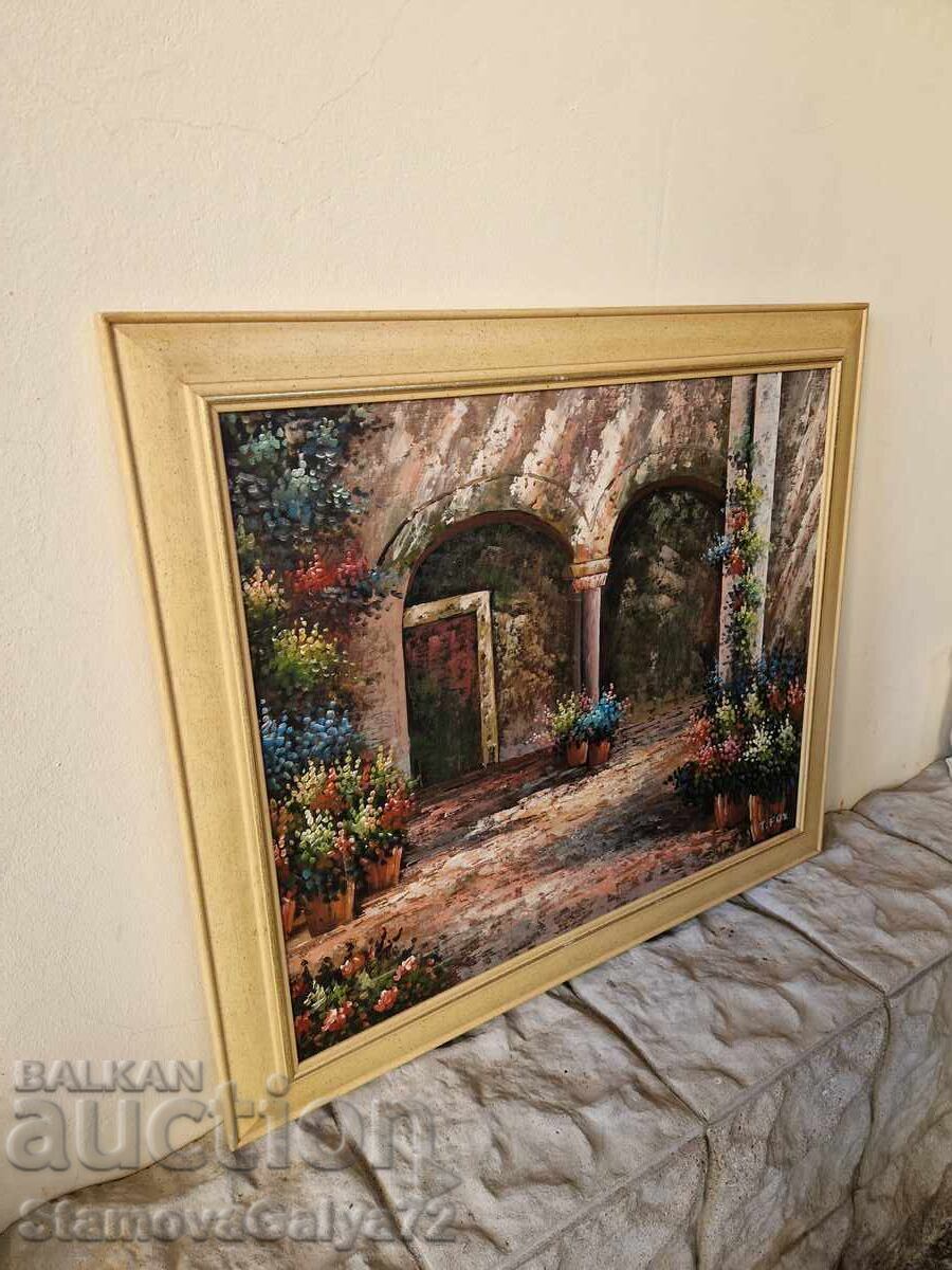 Pictură originală antică în ulei pe pânză - 6