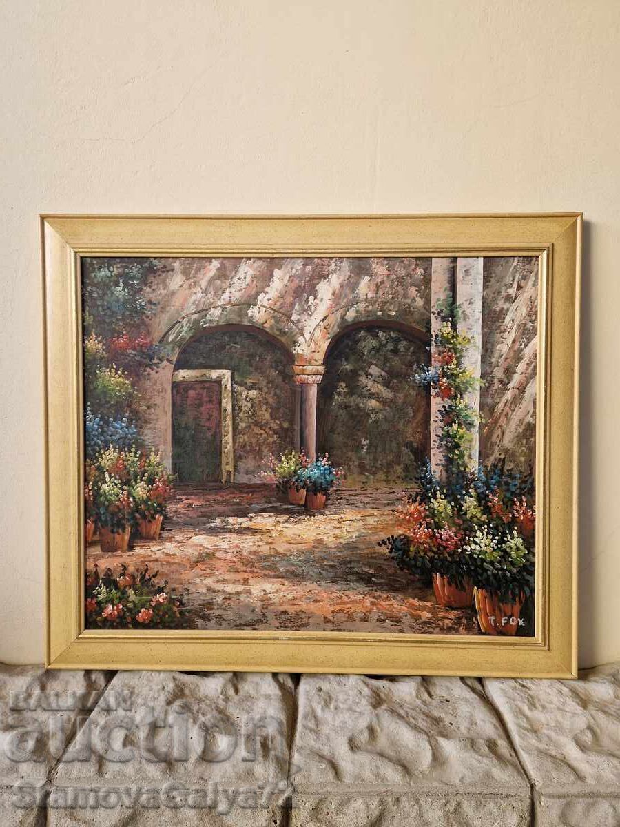 Great antique original oil on canvas painting