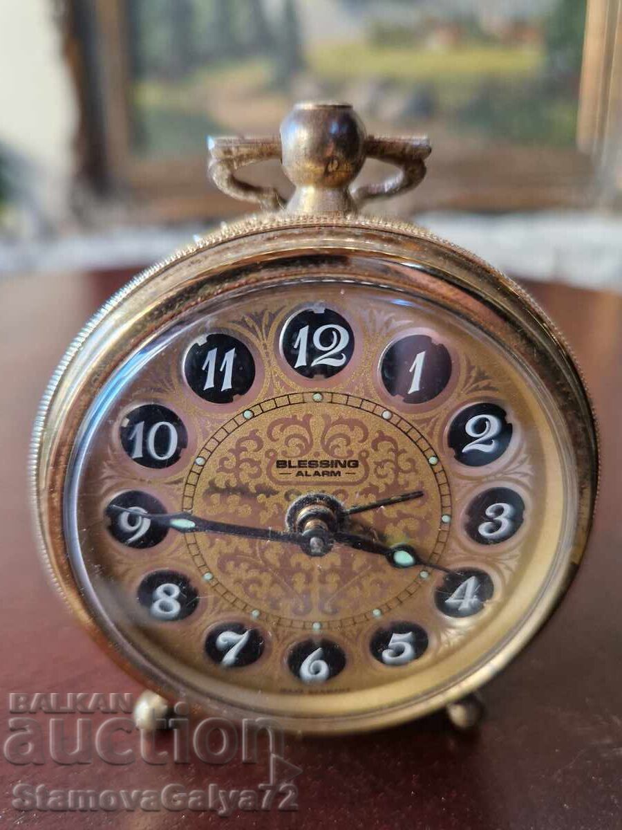 Δημοπρασία Υπέροχο αντίκα γερμανικό μπρούτζινο ξυπνητήρι Blessing