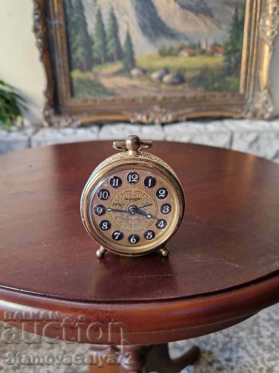 Beautiful Antique German Bronze Alarm Clock Blessing
